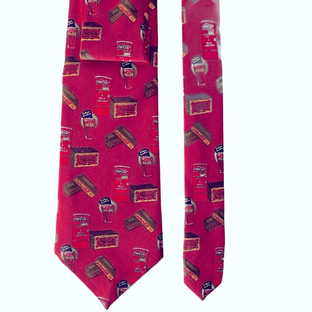 Coca Cola Men’s Necktie Soda Pop Glass Color Red